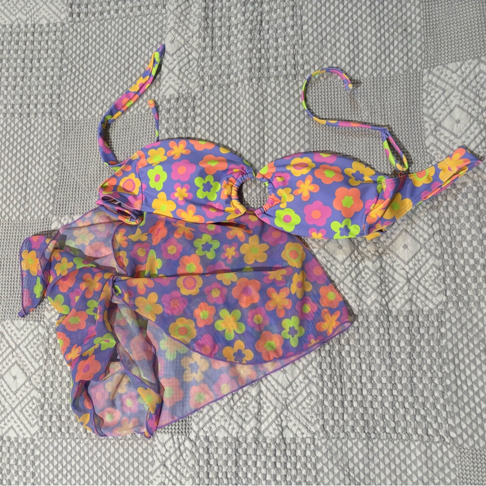 Floral Bikini Top with matching Sarong